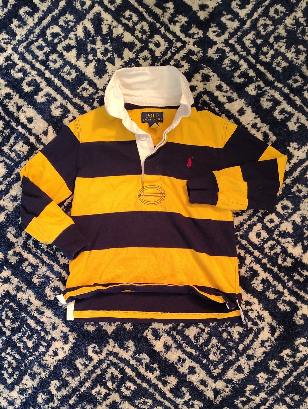 Polo by Ralph Lauren Yellow & Navy Striped Rugby Polo